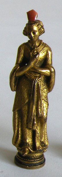 null CACHET en bronze doré et corail femme de la Renaissance
