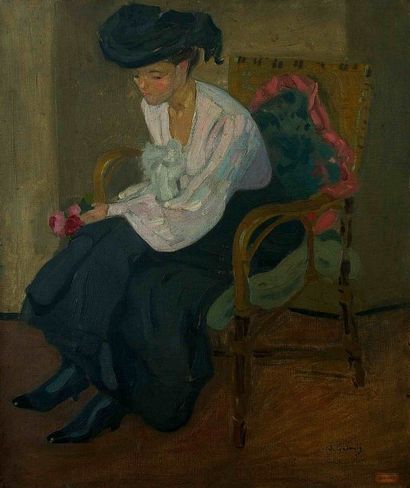Dimitrios Emmanuel GALANIS (1882-1966) Portrait présumé de la femme de l'artiste,...
