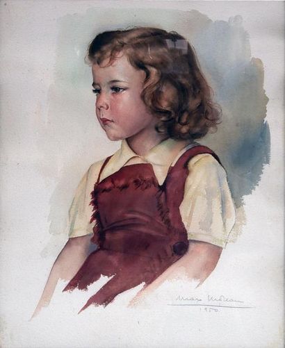  Max Léon MOREAU (1902-1992). Portrait d'enfant....