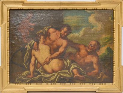 null Ecole française du XVIIIe. Bacchante et satyres. Huile sur toile. 33 x 46 c...