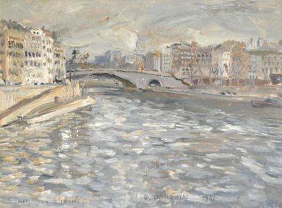 null Wlodzimierz ZAKRZEWSKI (1916-1992) Pont à Paris. Huile sur toile signée et datée...