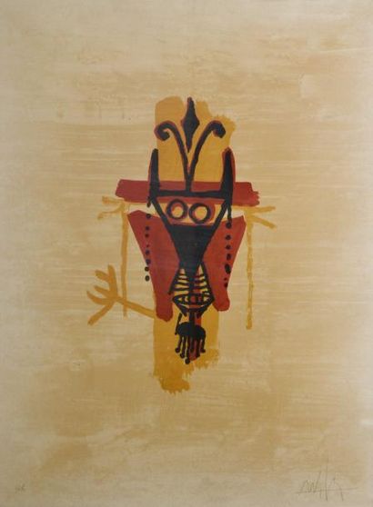 null Wifredo LAM (1902-1982 Masque africain II. Lithographie en couleurs hors commerce...