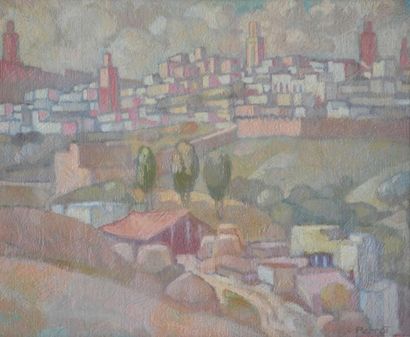 null Henri PERROT (1896-1976) Village d'Afrique du Nord. Huile sur toile signée en...