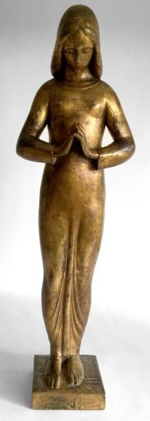 null Johann BELZ (1873-1957). Transcendance. Sculpture en bois doré, taille directe,...