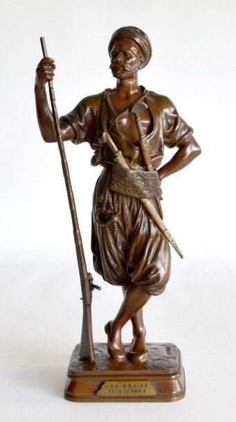 null Jean Didier DEBUT (1824-1893) Janissaire. Bronze à patine brune signé, annotée...