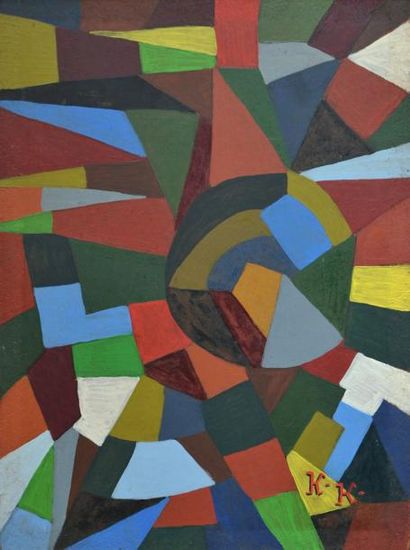 null Jeanne KOSNIK-KLOSS (1892-1966) Composition. Huile sur isorel monogrammée en...