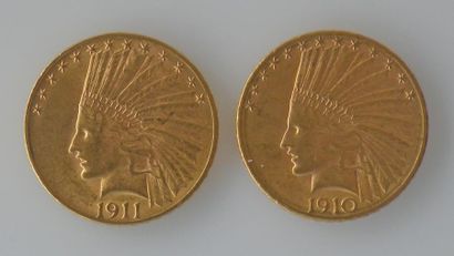 null DEUX PIECES de 10 dollars 1910 et 1911