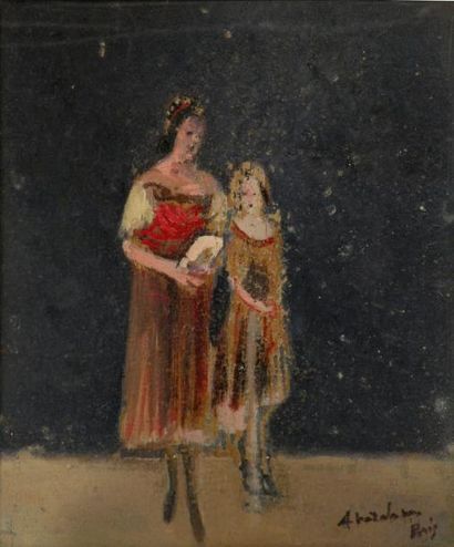 null Alfred ABERDAM (1894-1963). Mère et fille. Huile sur toile signée en bas à droite...