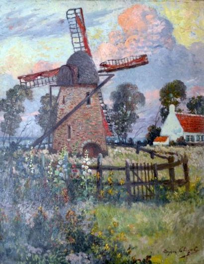 null Eugène Henri A. CHIGOT (1860-1923) Le moulin Huile sur toile signée en bas à...
