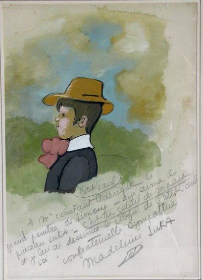 null Madelaine LUKA, Petit Paul, gouache signée en bas à droite. 27 x 19 cm