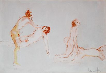 null Leonor FINI (1907-1996) Scène érotique. Lithographie en couleurs, épreuve d'artiste...