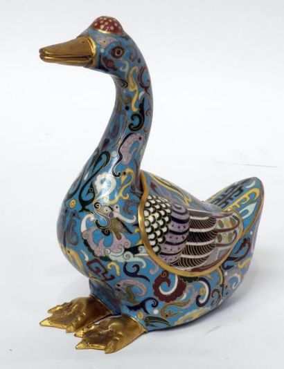 null CANARD en métal cloisonné. Moderne.