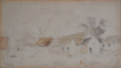 null Louis Adolphe HERVIER (1818-1879) Etude de village. Aquarelle et mine de plomb...