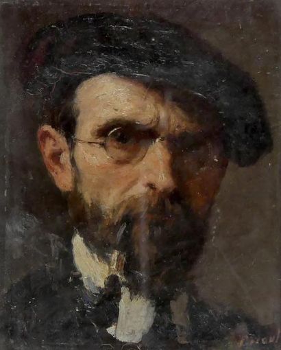 null Louis-François BILOUL (1874-1947) Autoportrait. Huile sur toile marouflée sur...