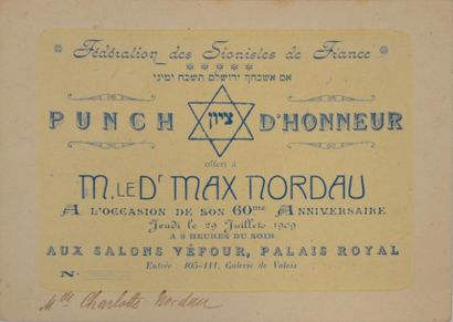 null Max NORDAU (1849-1923) -Carton d'invitation au nom de Charlotte Nordau pour...