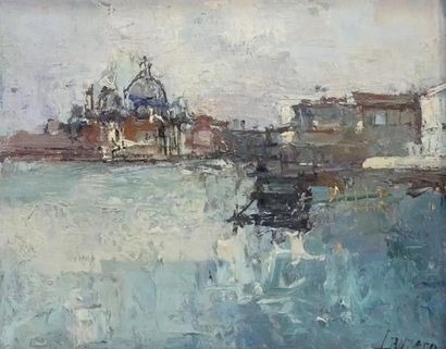 null Albert LAUZERO (1909 -2006) Venise. Huile sur toile signée en bas à droite....