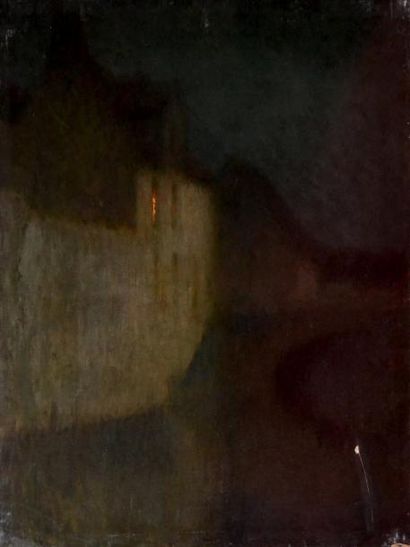  Henri LE SIDANER (1862-1939) Clair de lune à Bruges, 1898 Huile sur toile. Accident,...