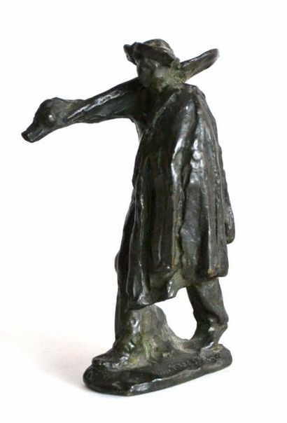 null Aimé-Jules DALOU (1838-1902) Paysan à la pelle sur l'épaule. Bronze à patine...