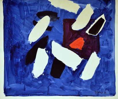 Xavier ZEVACO (1925-2004) composition bleu,...