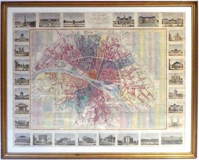 null Nouveau plan routier de la ville de paris revu et corrigé en 1844, orné de ses...