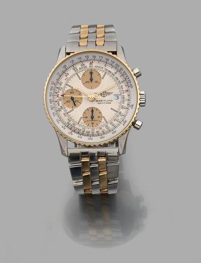 null BREITLING NAVITIMER. MONTRE BRACELET chromographe d'homme en acier, la lunette...