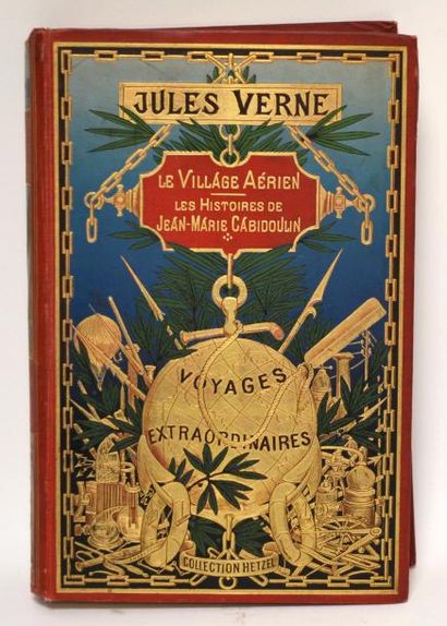 null Jules VERNE. Le Village aérien-Les Histoires de Jean-marie Cabidoulin. Cartonnage...