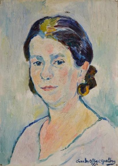 null Charles Albert GUELDRY (1884-1973) Portrait de femme. Huile sur toile signée...