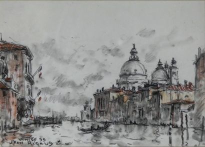 Jean RIGAUD (1912-1999) Canal, à Venise,...