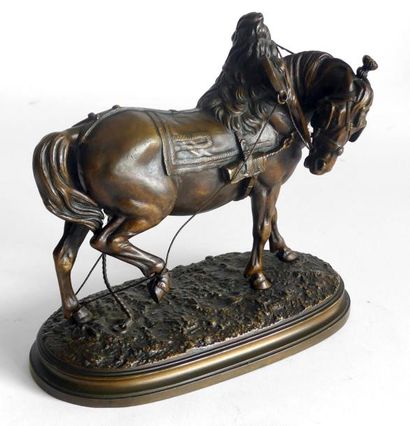 null Théodore GECHTER (1796-1844) Cheval bâté. Bronze à patine brune signée. 21 x...