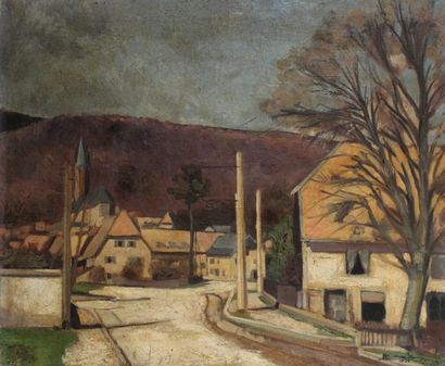 null Marcel BUCHAILLE (1903-1986) L'entrée du village de Rougemont le château (Haut-Rhin),...