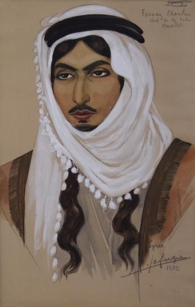 null Léa LAFUGIE (1890-1972). Portrait de Faouaz Chaalan, chef de la tribu Rouallah,...