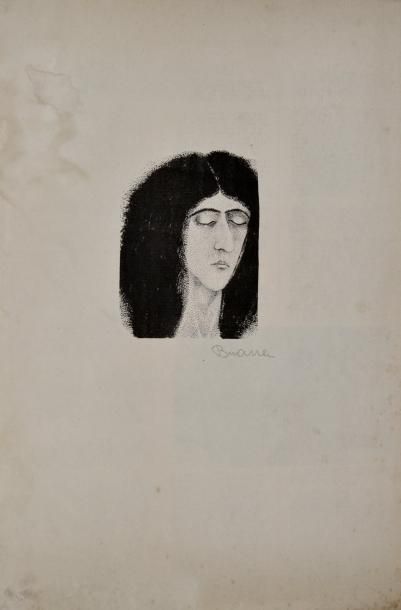 null Erich BRAUER (1929) Visage de femme. Eau-forte signée en bas à droite. (Taches...
