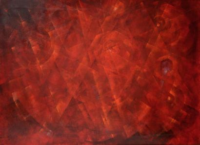 null Luce DECOPPET (1927-2010) Composition rouge Huile sur toile signée au dos et...