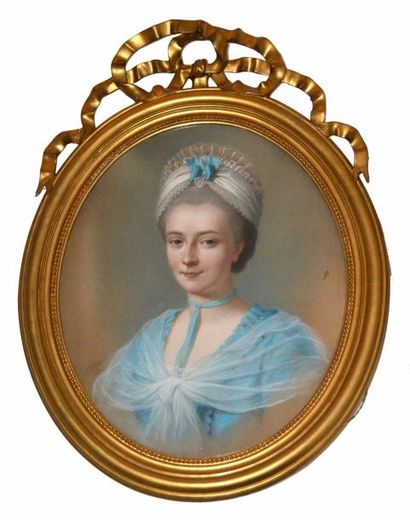 null CADES, XIXe Portrait de jeune femme. Pastel ovale, signé et daté 1863. 90 x...