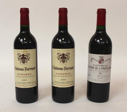 null Lot de 3 BLLES de Pomerol comprenant 1 BLLE Cht LATOUR Lacoste Loubat 1993 et...