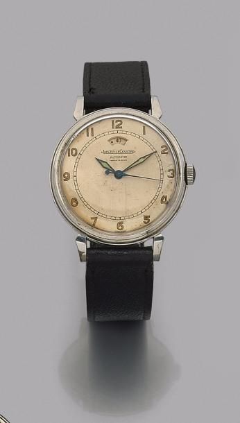 null JAEGER LECOULTRE. MONTRE BRACELET d'homme en acier, le boitier rond, le cadran...