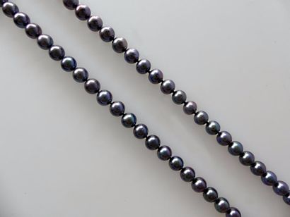 null SAUTOIR de perles noires (10 mm)