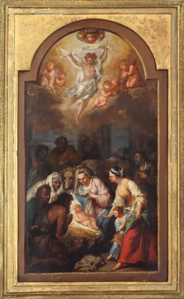 null Jacques van SCHUPPEN (Fontainebleau 1670 - Vienne 1751) Nativité. Papier marouflé...