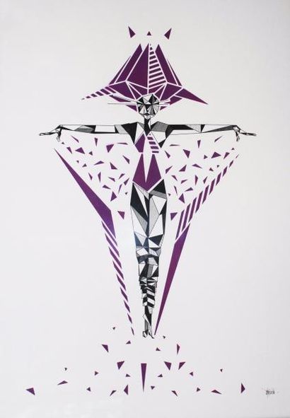 null STOUL (née en 1981). Oru Serigraff Color Purple, acrylique et sérigraphie sur...