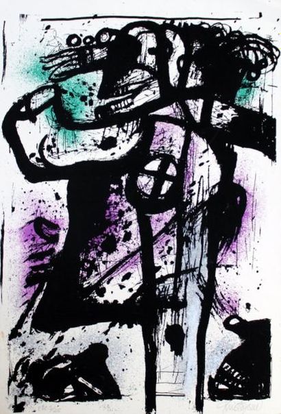 null John CHRISTOFOROU (1921-2014) Composition à la roue. Lithographie en couleurs,...