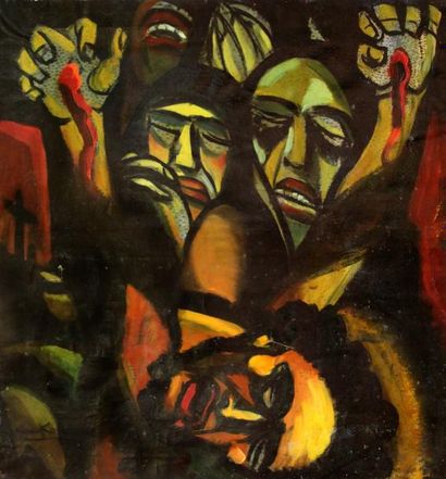 null Gio COLUCCI (1892-1974) Visages. Huile sur toile signée en bas à gauche, annotée...