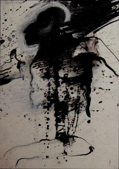 null John CHRISTOFOROU (1921-2014) Composition, visage au halo. Encre et rehauts...