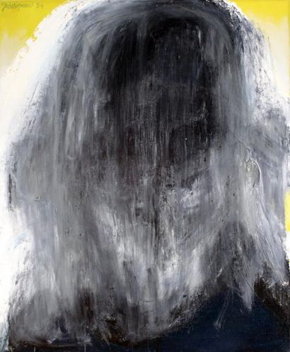 null John CHRISTOFOROU (1921-2014) Portrait noir de guerrier, 1994. Huile et pastel...