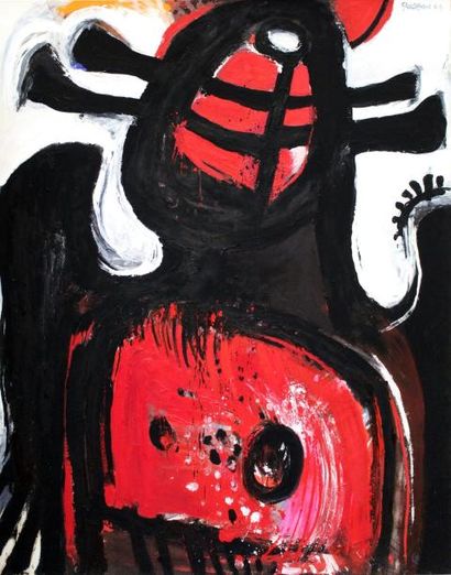 null John CHRISTOFOROU (1921-2014) L’homme au masque de chien, 1964. Huile sur toile...