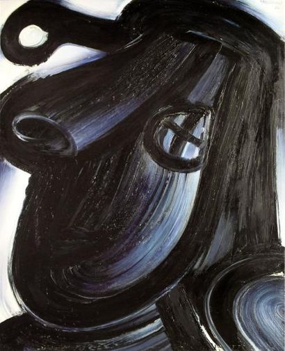 null John CHRISTOFOROU (1921-2014) Homme noir aux lunettes, 1986. Huile sur toile...