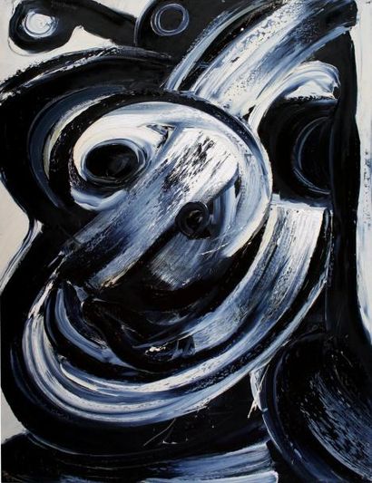 null John CHRISTOFOROU (1921-2014) Portrait noir d’homme, 1964. Huile sur toile non...