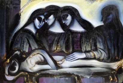 null John CHRISTOFOROU (1921-2014) Pietà, 1947. Huile sur toile signée et datée 47,...