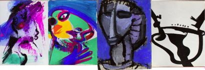 null John CHRISTOFOROU (1921-2014) Compositions d'étude. Suite de quatre gouaches...