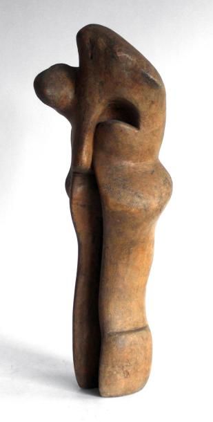 null Gérard VOISIN (1934) Composition. Bois sculpté en taille directe, signée. H....