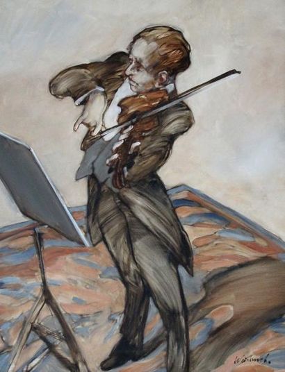 null Claude WEISBUCH (1927-2014) Le violoniste. huile sur toile signée en bas droite....